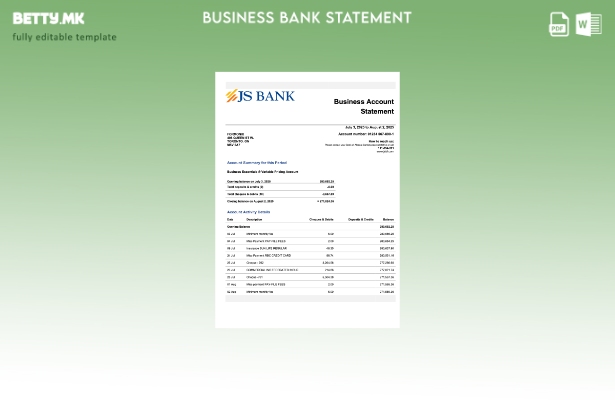 Модерен стил Пакистан JS фирма изјава Word и PDF шаблон